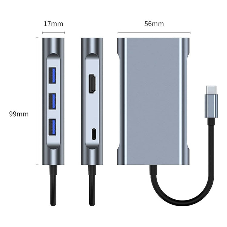 BYL-2111U3 7 in 1 USB-C / Type-C to USB Docking Station HUB Adapter