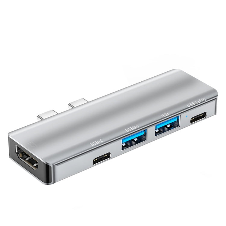 YG-2102 5 in 1 Dual USB-C / Type-C to USB Docking Station HUB Adapter