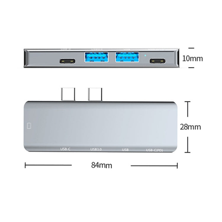 YG-2102 5 in 1 Dual USB-C / Type-C to USB Docking Station HUB Adapter