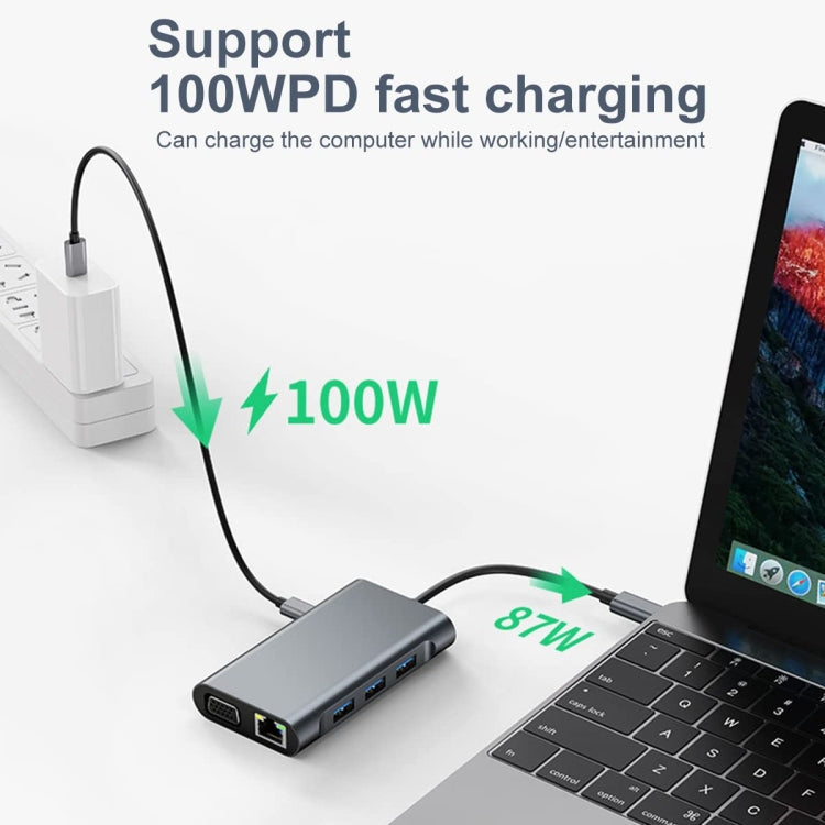 BYL-2111 7 in 1 USB-C / Type-C to USB Docking Station HUB Adapter