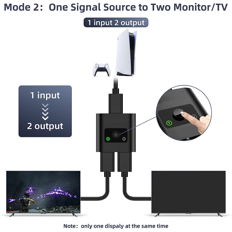 2 In 1 Out 4K HD Video Bi-Direction HDMI Switcher