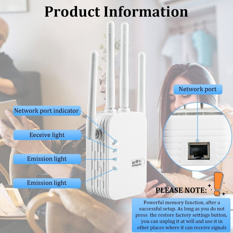 ZX-R08 300Mbps 2.4G WiFi Repeater Signal Amplifier, US Plug