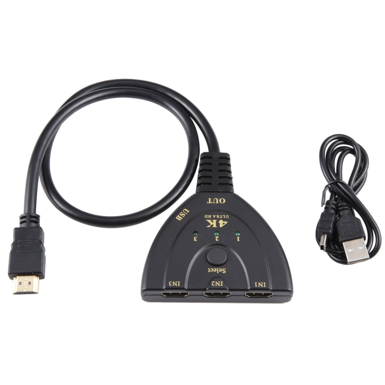 3 x 1 4K 30Hz HDMI Switcher with Pigtail HDMI Cable, Support External Power Supply My Store