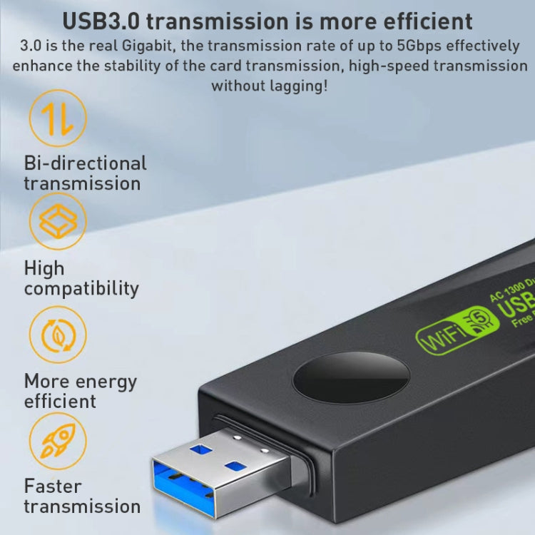 1300Mbps Dual Frequency USB Network Adapter WiFi Transmitter Receiver