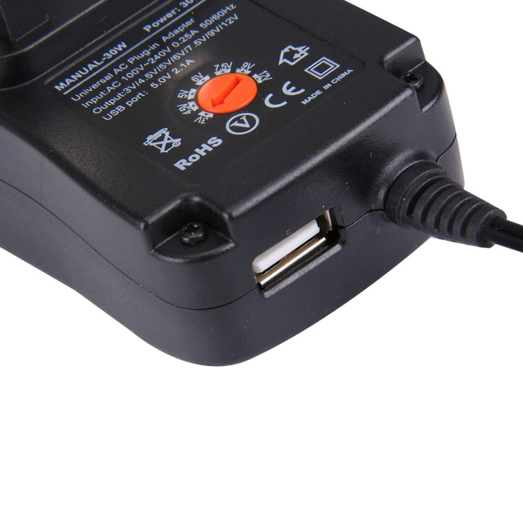 UK Plug Universal 30W Power Wall Plug-in Adapter with 5V 2.1A USB Port, Tips: 8 PCS, Cable Length: About 1.2m My Store