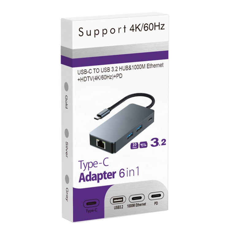 BYL-2308 6 in 1 USB-C / Type-C to USB3.2 + Gigabit Internet + HDTV HUB Adapter My Store