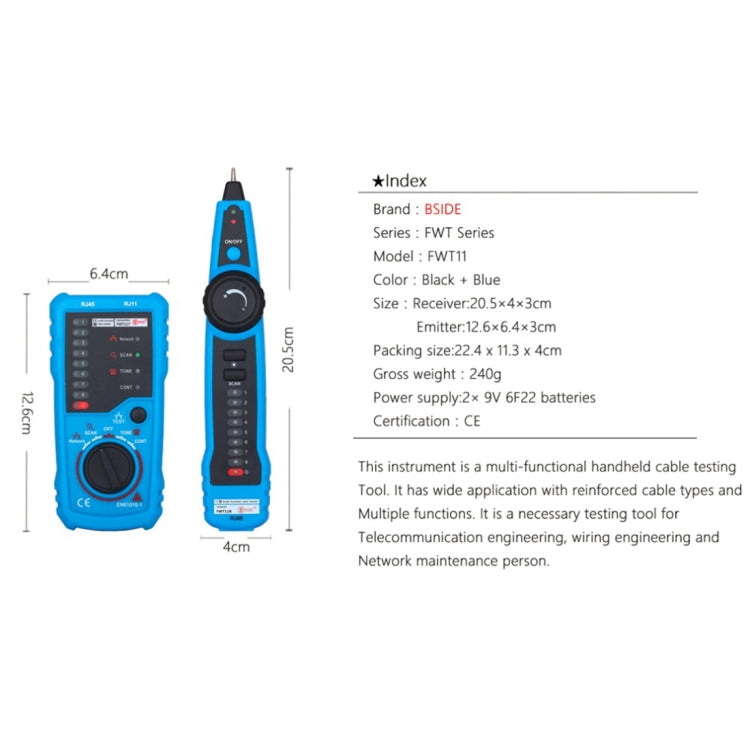 BSIDE FWT11 RJ11 / RJ45 Telephone Wire Tracker Ethernet LAN Network Cable Tester Detector Line Finder My Store