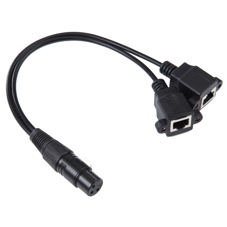 3-pin XLR Female to 2 x RJ45 Female Ethernet LAN Network Extension Cable, Cable Length: 30cm-Reluova