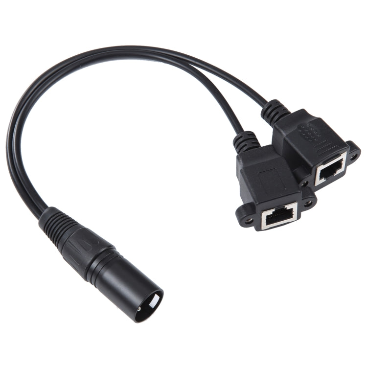 3-pin XLR Male to 2 x RJ45 Female Ethernet LAN Network Extension Cable, Cable Length: 30cm-Reluova