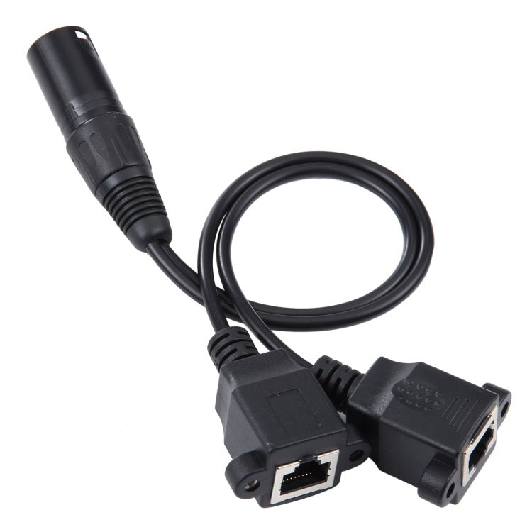 3-pin XLR Male to 2 x RJ45 Female Ethernet LAN Network Extension Cable, Cable Length: 30cm-Reluova