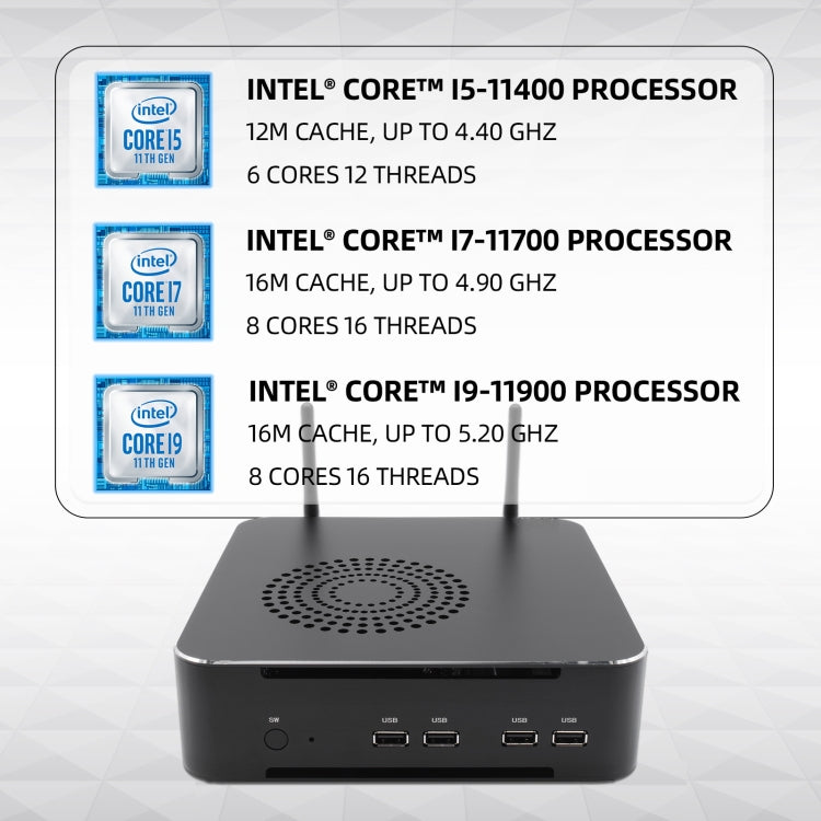 HYSTOU M7 Windows 7/8/10 / Linux System Mini PC, Intel Core i9-11900 Octa-core 16M Cache up to 5.2GHz, 32GB RAM+1TB SSD, US Plug