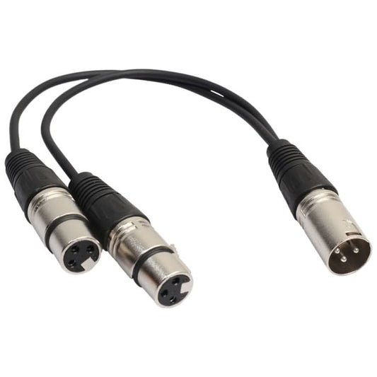 30cm 3 Pin XLR CANNON 1 Male to 2 Female Audio Connector Adapter Cable for Microphone / Audio Equipment-Reluova