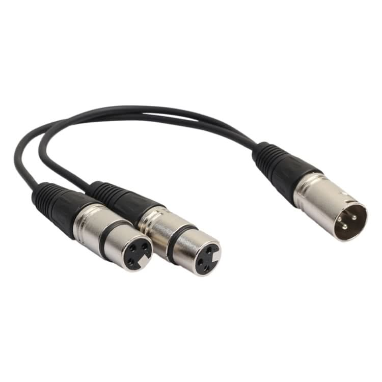 30cm 3 Pin XLR CANNON 1 Male to 2 Female Audio Connector Adapter Cable for Microphone / Audio Equipment-Reluova