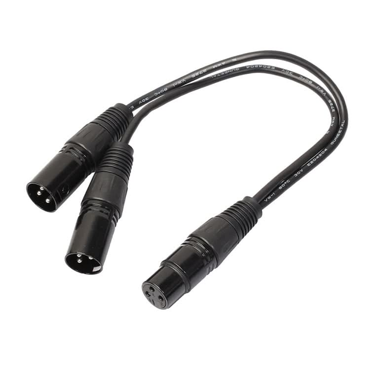 30cm 3 Pin XLR CANNON 1 Female to 2 Male Audio Connector Adapter Cable for Microphone / Audio Equipment-Reluova