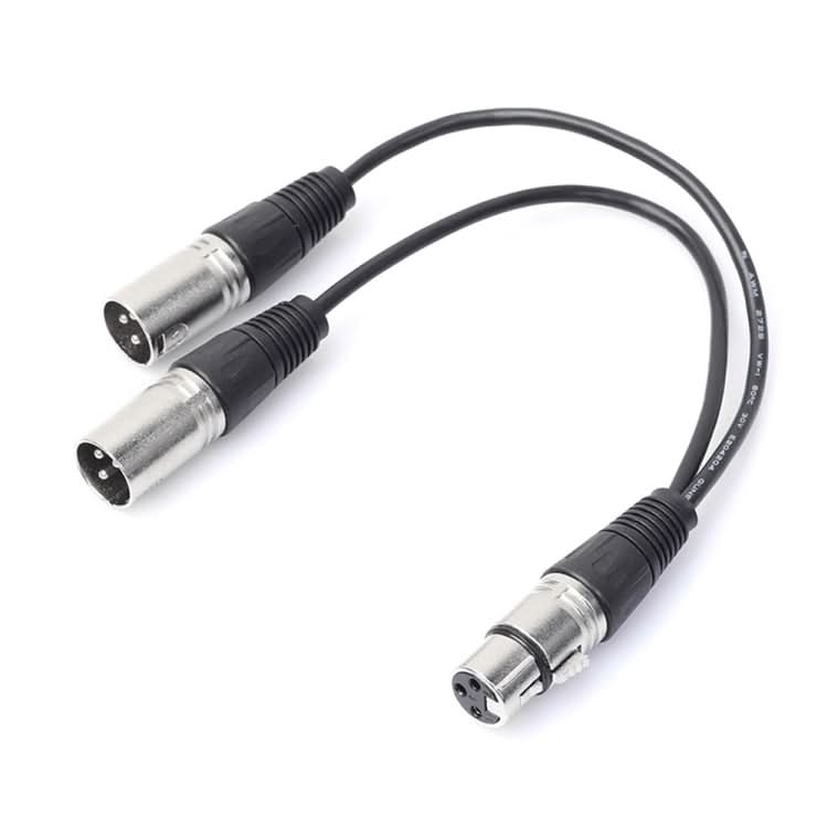 30cm 3 Pin XLR CANNON 1 Female to 2 Male Audio Connector Adapter Cable for Microphone / Audio Equipment-Reluova