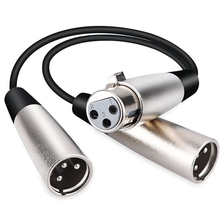 30cm Metal Head 3 Pin XLR CANNON 1 Female to 2 Male Audio Connector Adapter Cable for Microphone / Audio Equipment-Reluova