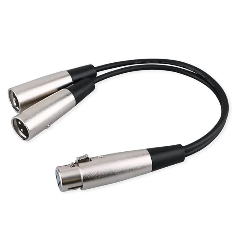 30cm Metal Head 3 Pin XLR CANNON 1 Female to 2 Male Audio Connector Adapter Cable for Microphone / Audio Equipment-Reluova