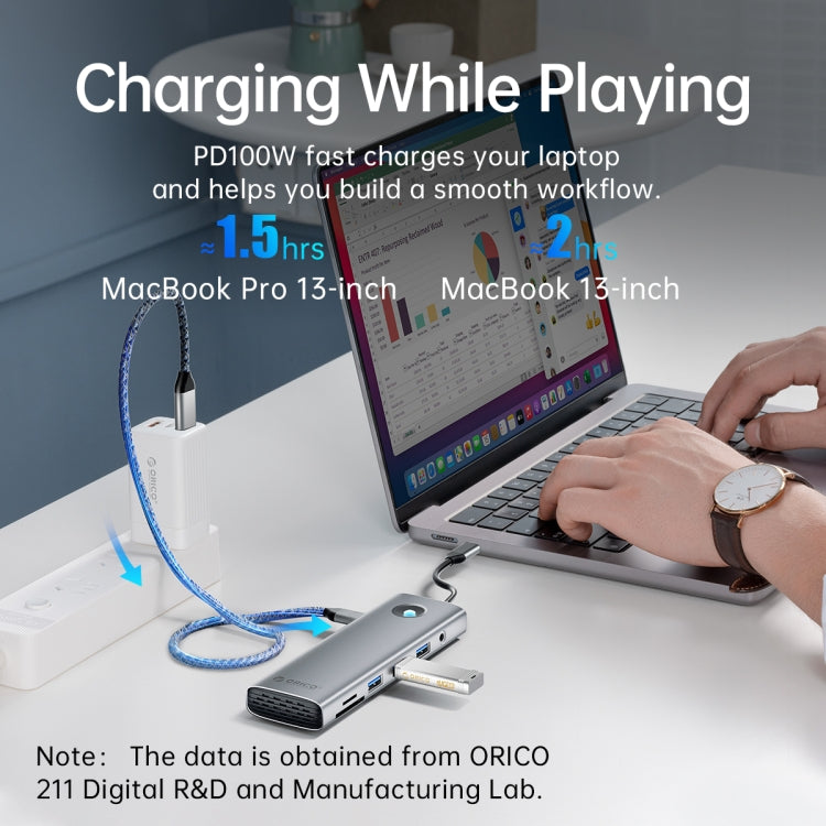 ORICO PW11-8PM Type-C / USB-C 8-in-1 5Gbps Multifunction Docking Station Card Reader