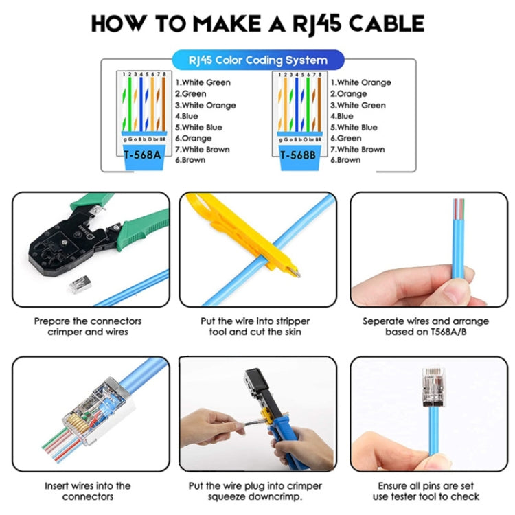 100pcs /Pack Cat6e Shielded Pass Through RJ45 Connector Modular Plug