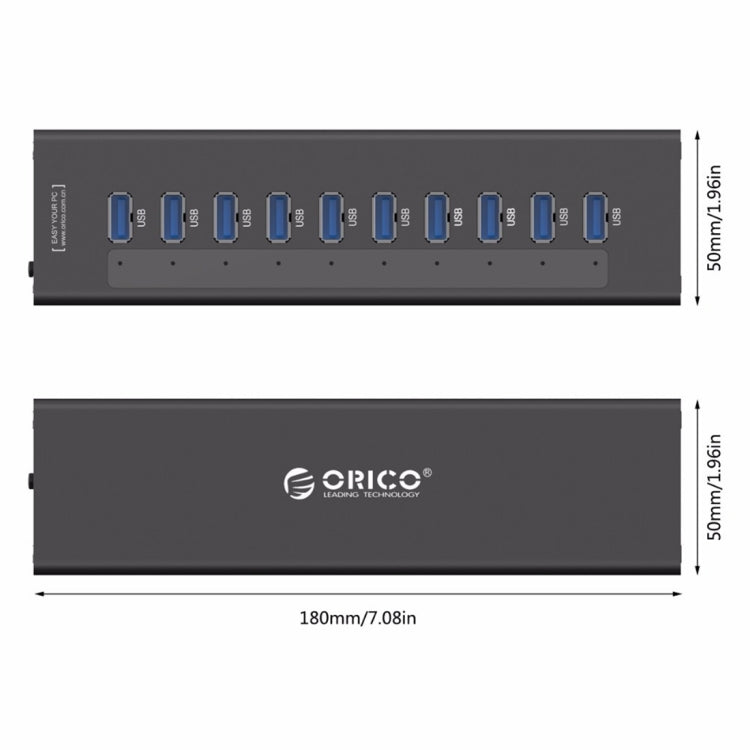 ORICO A3H10 Aluminum High Speed 10 Ports USB 3.0 HUB with Power Adapter for Laptops My Store