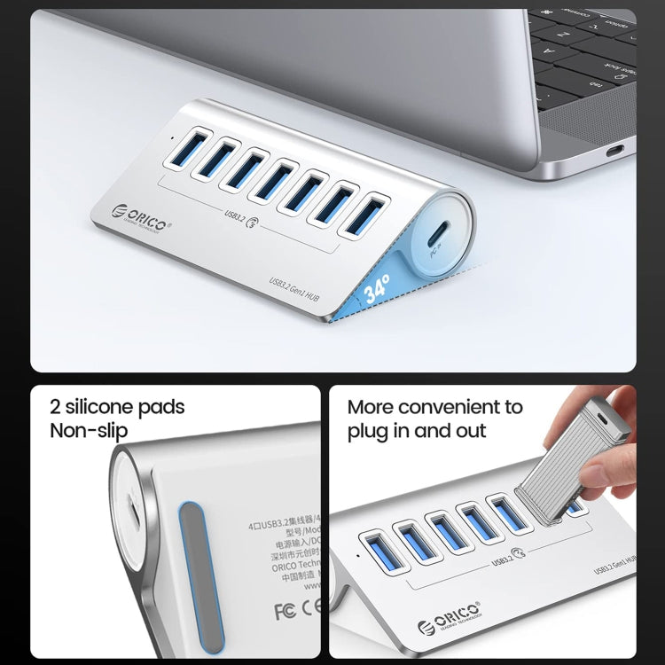 ORICO M3U7 Aluminum Alloy 7-Port USB 3.2 Gen1 5Gbps HUB with 1m Cable My Store