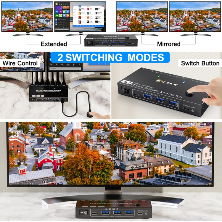 KC-KVM212DH 4K 60HZ USB3.0 DP Dual Display KVM Switcher with MST Dual Screen Extension Replication My Store