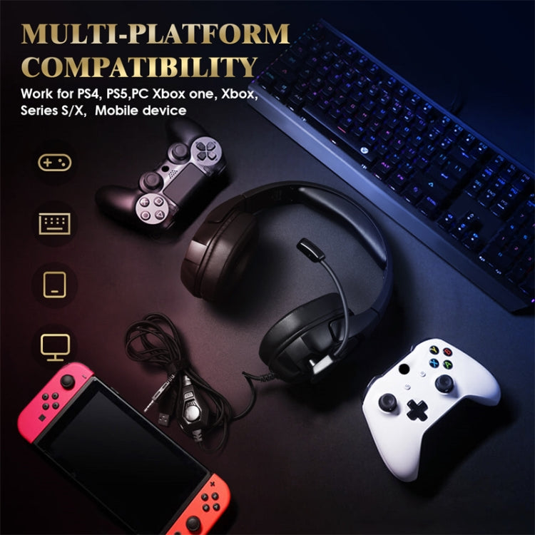 KOTION EACH G3000 3.5mm & USB Plug Stereo RGB Light Gaming Headset with Omni-directional Mic, Cable Length: 1.9m