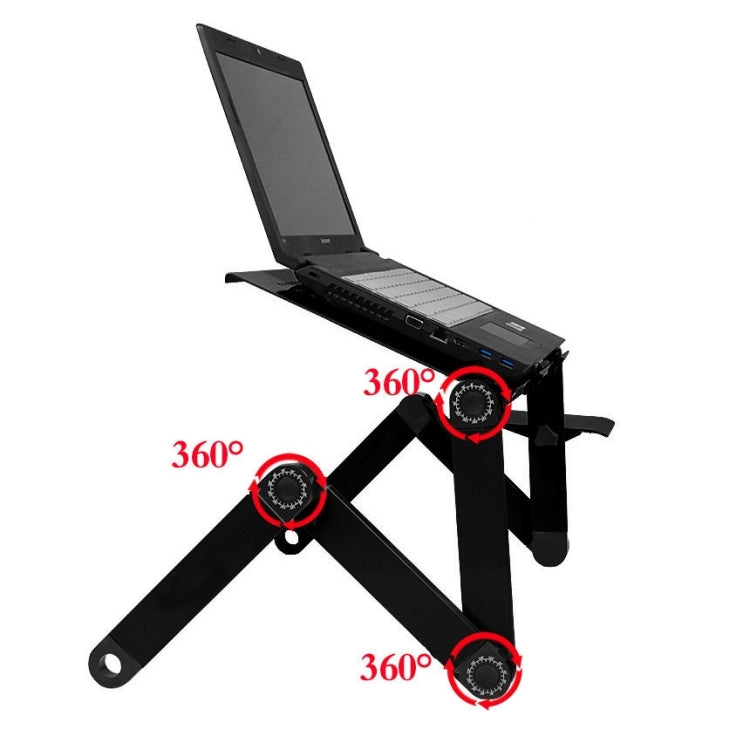 Portable 360 Degree Adjustable Foldable Aluminium Alloy Desk Stand with Cool Fans & Mouse Pad for Laptop / Notebook