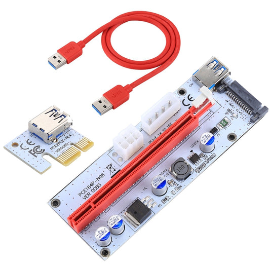 PCE164P-N06 VER008S USB 3.0 PCI-E Express 1x to 16x PCI-E Extender Riser Card Adapter 15 Pin SATA Power 6 Pin + 4 Pin Power Supply Port with 60cm USB Cable My Store