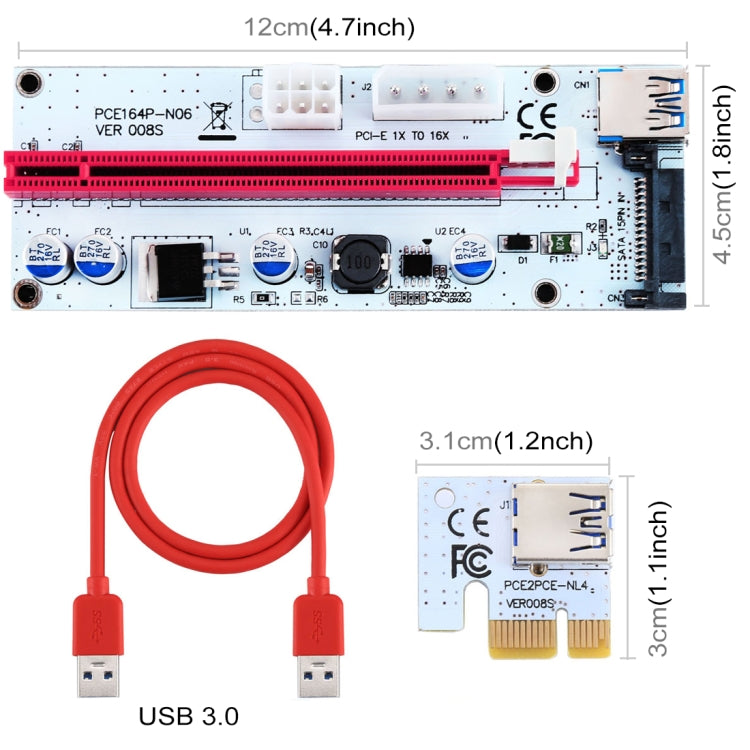 PCE164P-N06 VER008S USB 3.0 PCI-E Express 1x to 16x PCI-E Extender Riser Card Adapter 15 Pin SATA Power 6 Pin + 4 Pin Power Supply Port with 60cm USB Cable My Store