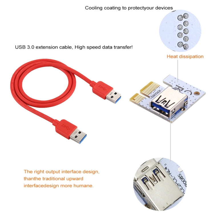 PCE164P-N06 VER008S USB 3.0 PCI-E Express 1x to 16x PCI-E Extender Riser Card Adapter 15 Pin SATA Power 6 Pin + 4 Pin Power Supply Port with 60cm USB Cable My Store