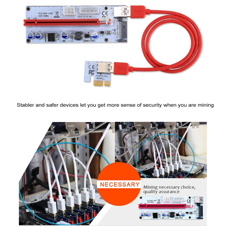 PCE164P-N06 VER008S USB 3.0 PCI-E Express 1x to 16x PCI-E Extender Riser Card Adapter 15 Pin SATA Power 6 Pin + 4 Pin Power Supply Port with 60cm USB Cable My Store