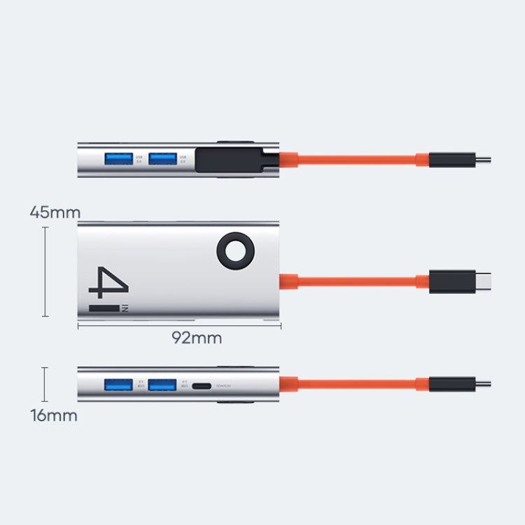 ROCK TR25 4 in 1 USB-C / Type-C to USB 3.0x4 Portable Multifunctional HUB Docking Station