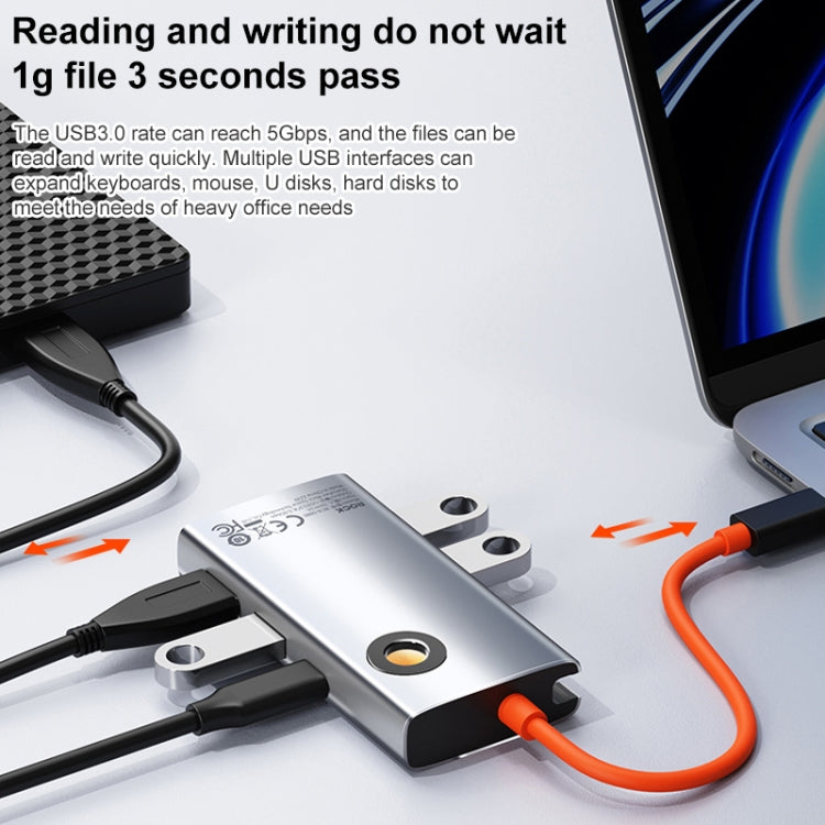 ROCK TR25 4 in 1 USB-C / Type-C to USB 3.0x4 Portable Multifunctional HUB Docking Station