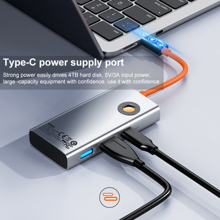 ROCK TR25 4 in 1 USB-C / Type-C to USB 3.0x4 Portable Multifunctional HUB Docking Station