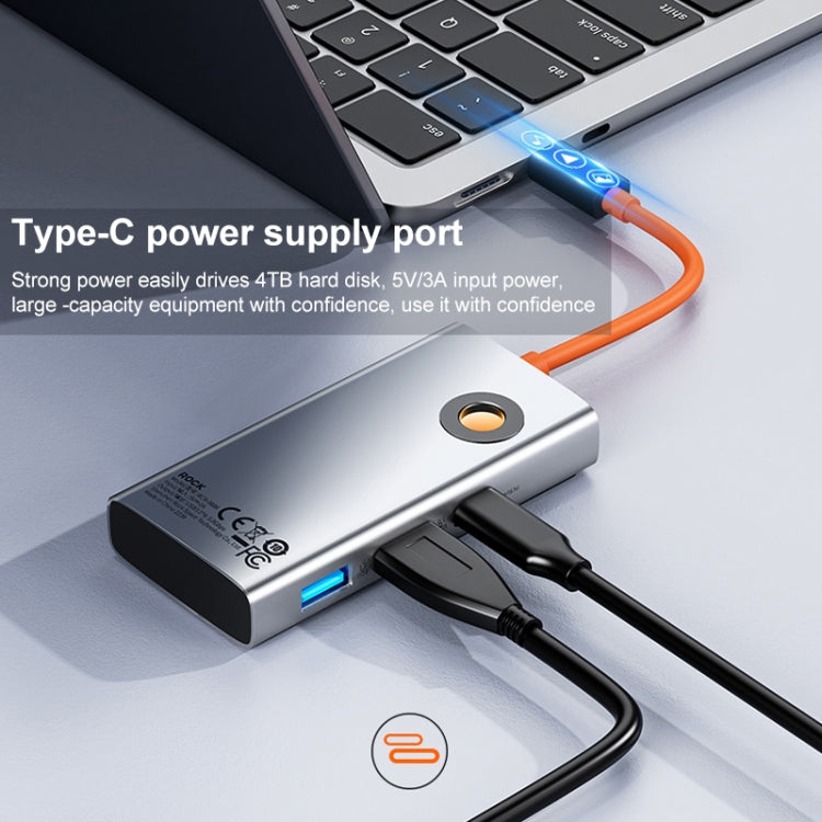 ROCK TR26 4 in 1 USB-C / Type-C to USB 3.0x3+RJ45 Portable Multifunctional HUB Docking Station