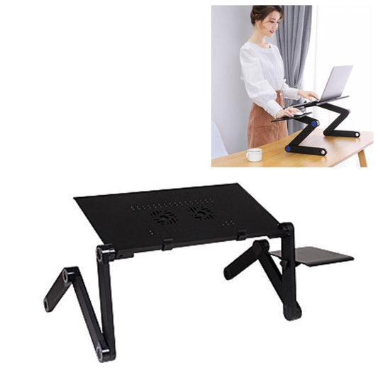 Portable 360 Degree Adjustable Foldable Aluminium Alloy Desk Stand with Double CPU Fans & Mouse Pad for Laptop / Notebook, Desk Size: 420mm x 260mm My Store