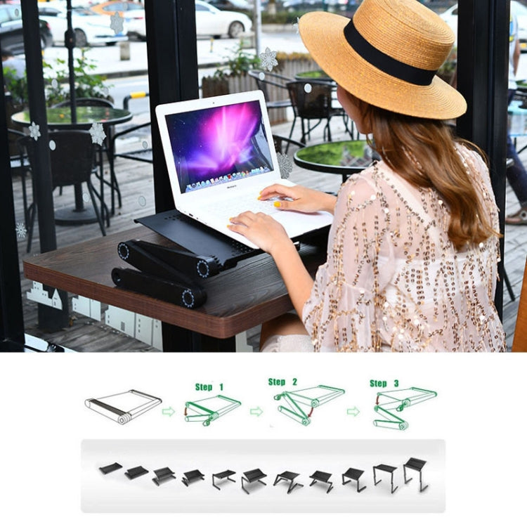 Portable 360 Degree Adjustable Foldable Aluminium Alloy Desk Stand with Double CPU Fans & Mouse Pad for Laptop / Notebook, Desk Size: 420mm x 260mm My Store