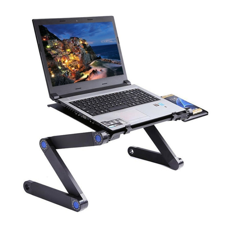 Portable 360 Degree Adjustable Foldable Aluminium Alloy Desk Stand with Double CPU Fans & Mouse Pad for Laptop / Notebook, Desk Size: 420mm x 260mm My Store