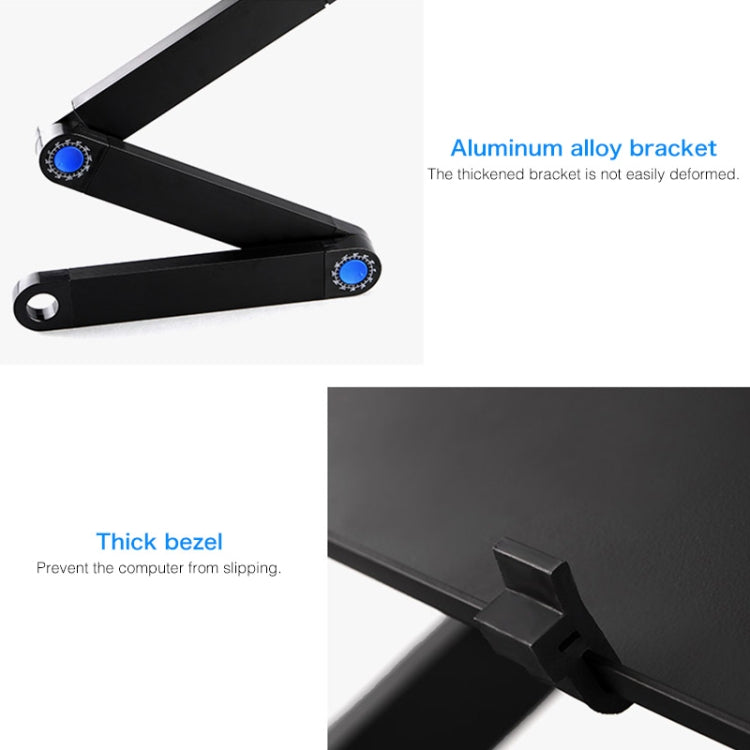 Portable 360 Degree Adjustable Foldable Aluminium Alloy Desk Stand with Double CPU Fans & Mouse Pad for Laptop / Notebook, Desk Size: 420mm x 260mm