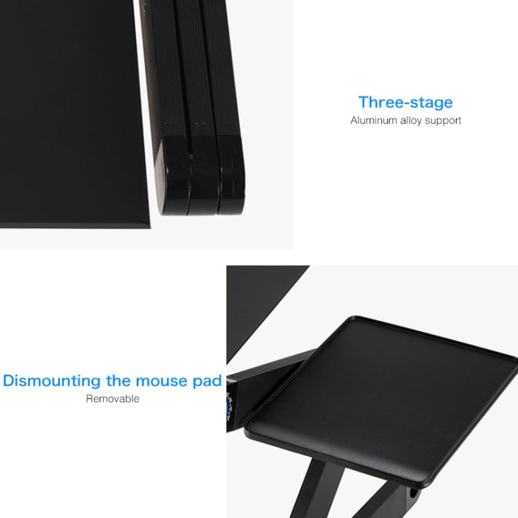 Portable 360 Degree Adjustable Foldable Aluminium Alloy Desk Stand with Double CPU Fans & Mouse Pad for Laptop / Notebook, Desk Size: 420mm x 260mm