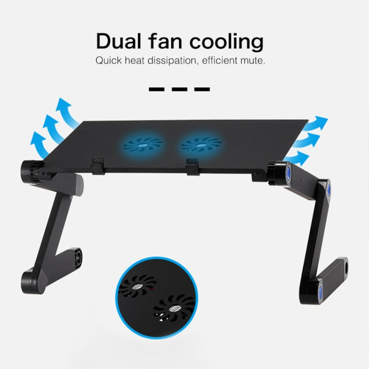 Portable 360 Degree Adjustable Foldable Aluminium Alloy Desk Stand with Double CPU Fans & Mouse Pad for Laptop / Notebook, Desk Size: 420mm x 260mm My Store