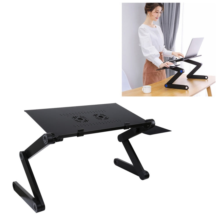 Portable 360 Degree Adjustable Foldable Aluminium Alloy Desk Stand with Double CPU Fans & Mouse Pad for Laptop / Notebook, Desk Size: 480mm x 260mm My Store