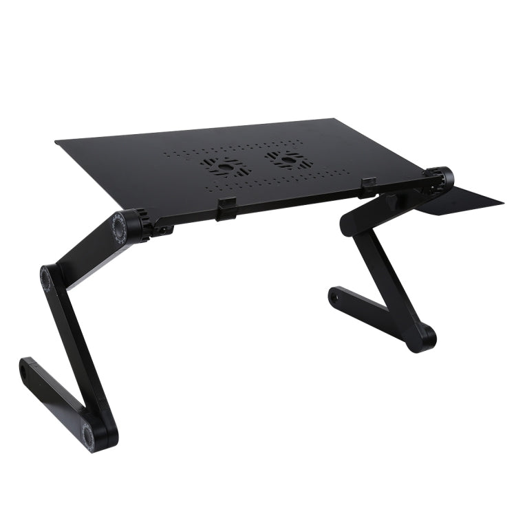 Portable 360 Degree Adjustable Foldable Aluminium Alloy Desk Stand with Double CPU Fans & Mouse Pad for Laptop / Notebook, Desk Size: 480mm x 260mm My Store