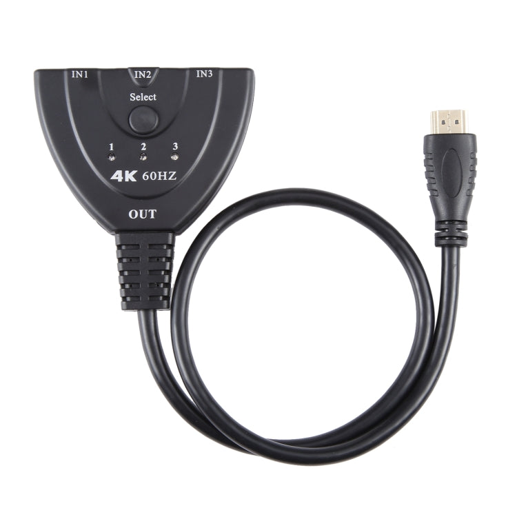 3 x 1 4K 60Hz HDMI Switcher with Pigtail HDMI Cable