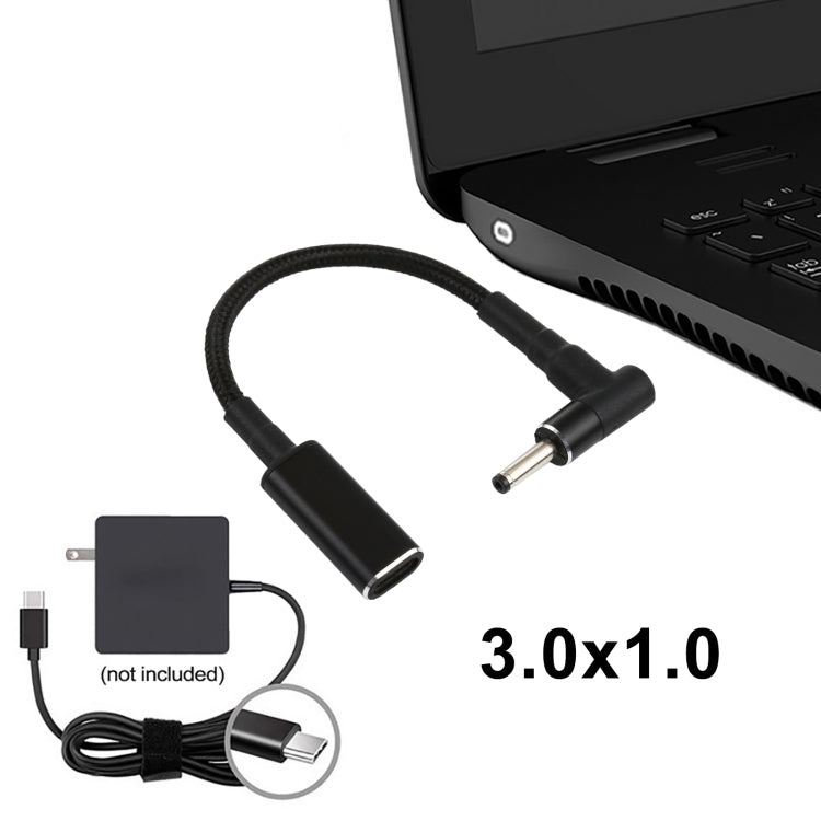 PD 100W 18.5-20V 3.0 x 1.0mm Elbow to USB-C / Type-C Adapter Nylon Braid Cable My Store