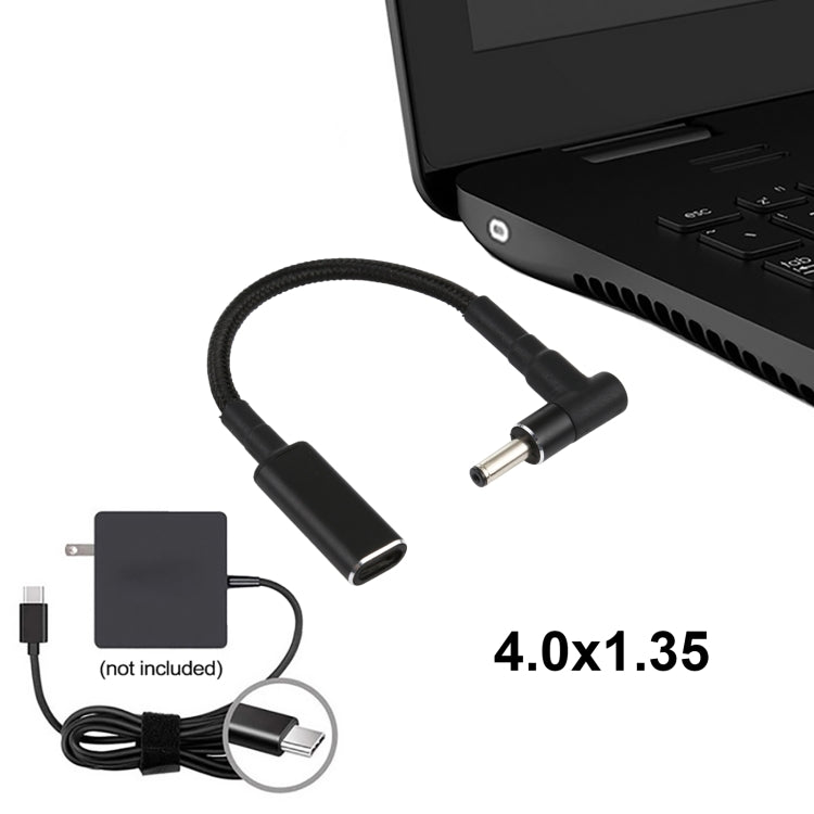 PD 100W 18.5-20V 4.0 x 1.35mm Elbow to USB-C / Type-C Adapter Nylon Braid Cable My Store