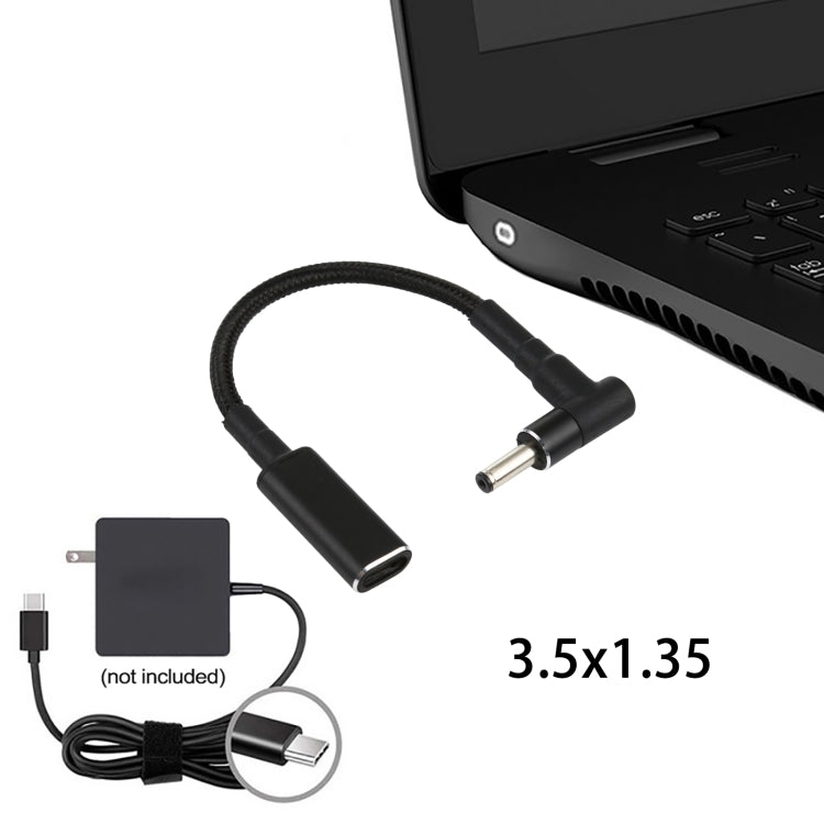 PD 100W 18.5-20V 3.5 x 1.35mm Elbow to USB-C / Type-C Adapter Nylon Braid Cable