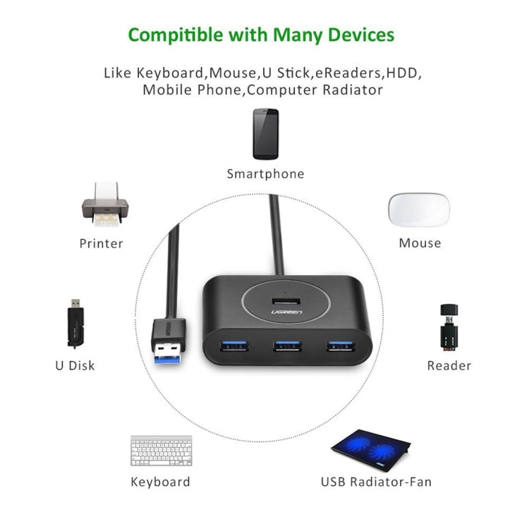 UGREEN Portable Super Speed 4 Ports USB 3.0 HUB Cable Adapter, Not Support OTG, Cable Length: 1m My Store