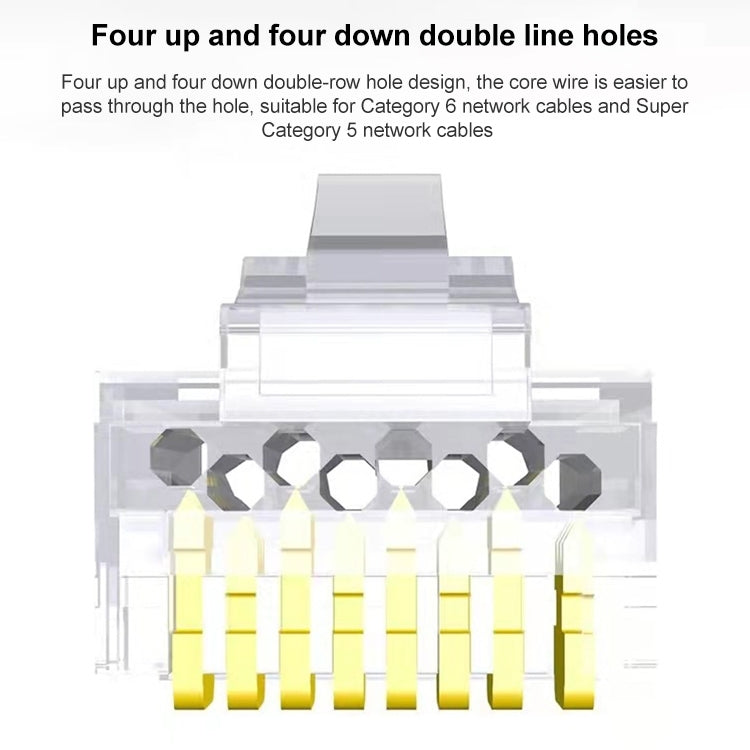 10pcs Cat6e Unshielded Pass Through RJ45 Connector Modular Plug